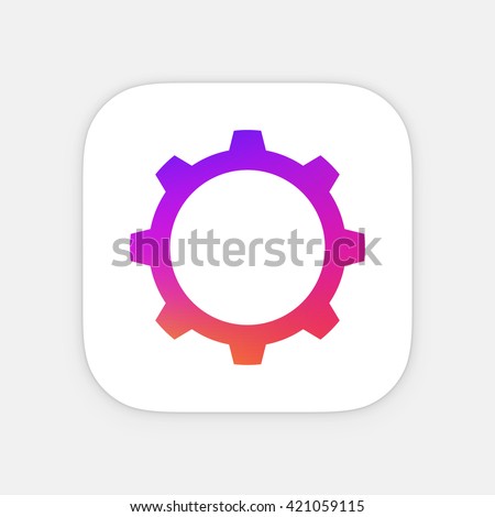 Gear or cog App icon template. Mobile application icon. Vector colorful photo icon