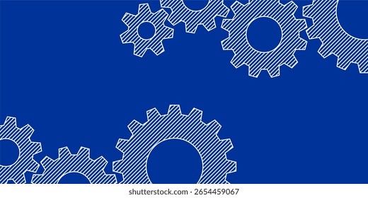 Gear cog blueprint sketch vector, illustrating mechanical design and engineering concepts. Ideal for industrial, technical, or innovation themes, showing precision and intricate workings.