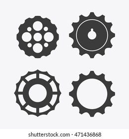 gear cog circle machine part metal icon set. Isolated and silhouette design. Vector illustration