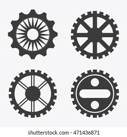 gear cog circle machine part metal icon set. Isolated and silhouette design. Vector illustration