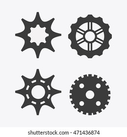 gear cog circle machine part metal icon set. Isolated and silhouette design. Vector illustration