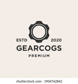 Gear cog cogs hipster vintage logo Vector