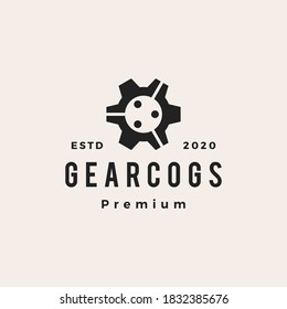 Gear Cog Cogs People Hipster Vintage Logo Vector Icon Illustration