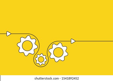 Gear cog, cogwheels demonstrate business process. 3 cogwheels template for infographics. Three wheels generate ideas for business. Progress, process, collaboration illustration. Vector illustration.