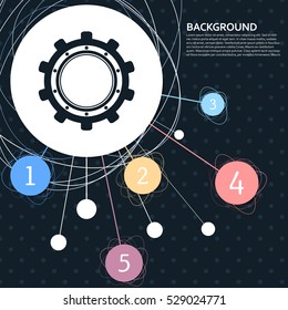 Gear, cog icon with the background to the point and with infographic style. Vector illustration