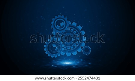 Gear or cog icon. Concepts of mechanical engineering technology and the engine industry of the future.	