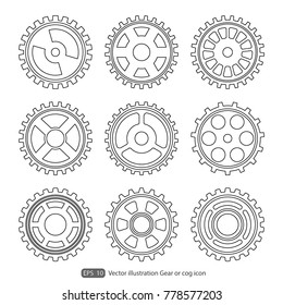 Gear or cog icon on a white background.Gear vector set. Eps 10 vector file.