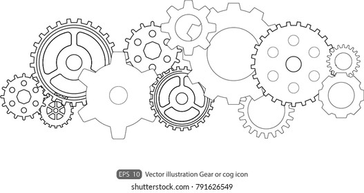 Gear or cog icon on a white background.Gears vector set. Eps 10 vector file.- Technology concept.