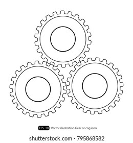 Gear or cog icon on a white background. illustration. Eps 10 vector file.