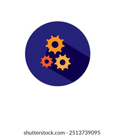 gear and cog icon vector, Three gear sign simple icon