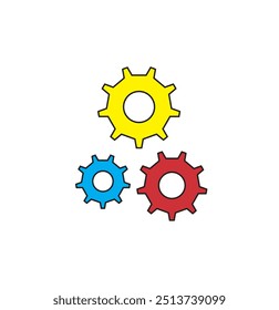 gear and cog icon vector, Three gear sign simple icon