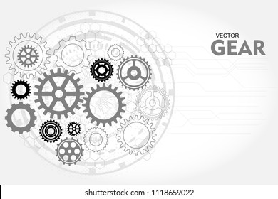 Gear or cog icon,Abstract Technology Background. Communication and engineering concept. Vector illustration
