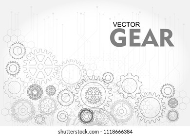 Gear or cog icon,Abstract Technology Background. Communication and engineering concept. Vector illustration
