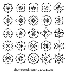 gear and cog icons set, line design