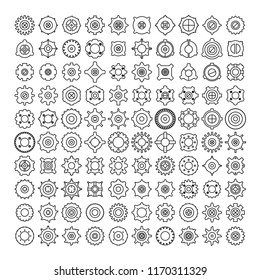 gear and cog icons set, line design