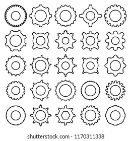 gear and cog icons set, line design