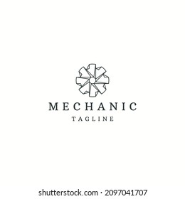 Estilo de línea de engranaje logotipo diseño de icono vector plano