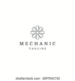 Gear cog line style logo icon design template flat vector