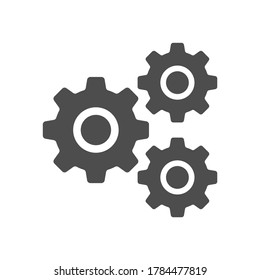 Gear or cog setting tool, Flat Web Mobile Icon.  Vector Sign Symbol Button Element Silhouette isolated on white background.