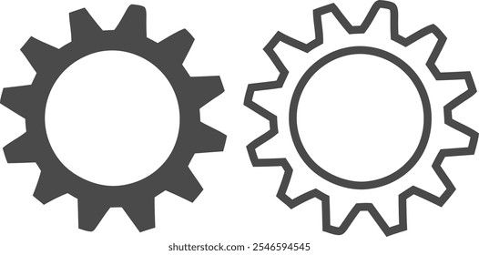 Conjunto de iconos de Vector de silueta de engranaje y engranaje para Industrial y diseño mecánico