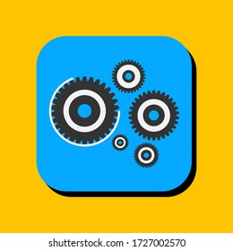 Gear or cog vector illustration icon. Gear or cog icon in two-dimensional shape. The concept of team work and partnership by using a gear or cog modern icon.