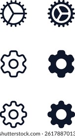 Gear and Cog Wheel Icon Set, Settings Symbol, Mechanical Engineering Vector, Machine Part and Solid Style, Industrial Technology, System Preferences, Configuration, Maintenance Tools, Automation