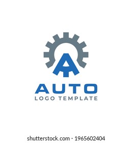 Gear Cog Wheel with Initial Letter A for machine factory industry logo design
