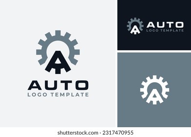 Gear Cog Wheel with Initial Letter A for machine factory industry logo design