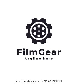 Gear Cog Wheel Reel Filmstrip para cine Cinema Producción de películas Studio Elemento Plantilla de diseño de logotipos