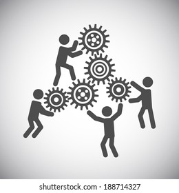 Gear Cog Wheels Teamwork Working People Collaboration Concept Vector Illustration