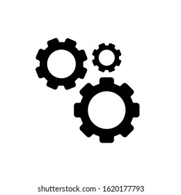 Gear cogs black icon . Vector simple flat symbol. Black pictogram illustration.