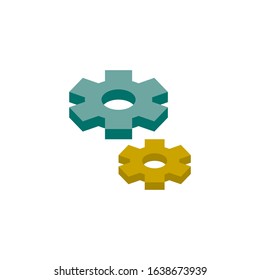 Gear and cogs components icon. Gear logo in vector format. Gear mechanism illustration. Gears icon as a teamwork symbol. Gear and cog icon in white background. Gears icon, vector illustration