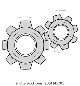 Engranaje y engranajes ilustración dibujado a mano Vector aislado