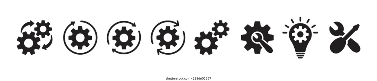 Gear and cogwheel icon. Business process, workflow and productivity symbol icon vector illustration.
