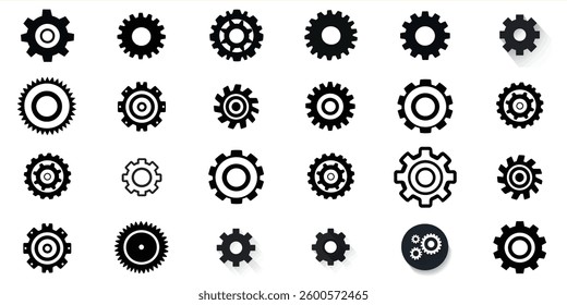 Gear and Cogwheel Icon Collection in Various Designs