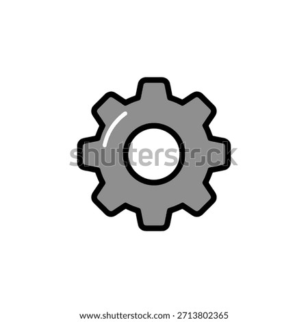 Gear or cogwheel icon. Settings, system, preferences, or technical management symbol, flat outline vector.