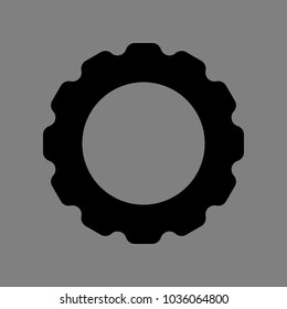 Gear or cogwheel icon. Vector. Black icon on medium gray background. Isolated.
