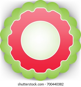 Gear or cogwheel icon. Vector. Pinkish icon with white contour on a green background similar to a flower.