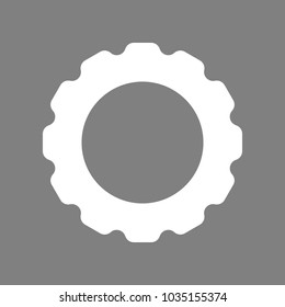 Gear or cogwheel icon. Vector. White icon on medium gray background. Isolated.