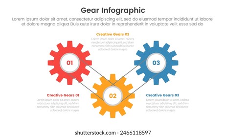 gear cogwheel infographic template banner with gear line linked connection with 3 point list information for slide presentation vector