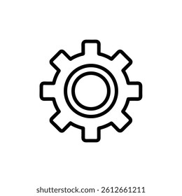Gear cogwheel operations settings or process outline icon on white background.