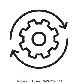 gear or cogwheel, workflow, circular arrow icon, linear, vector illustration 