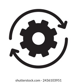 gear or cogwheel, workflow, circular arrow icon, linear, vector illustration 