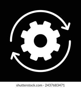gear or cogwheel, workflow, circular arrow icon, linear, vector illustration 