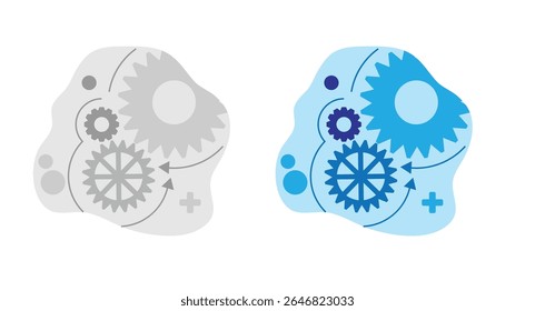 Gear Cogwheels Mechanism Tech Simple Illustration Black and White. Technology and mechanics industrial illustration vector art