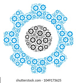 Gear collage of cogwheels. Vector cogwheel icons are composed into gear mosaic.
