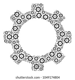 Gear collage of tooth gears. Vector gear pictograms are grouped into gear mosaic.