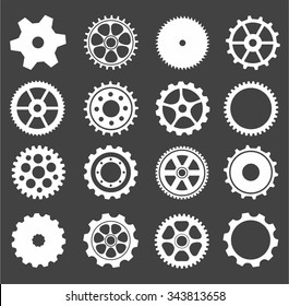 gear collection machine gear (wheel cogwheel vector, set of gear wheels, collection of vector gear). Can be the app button for web.