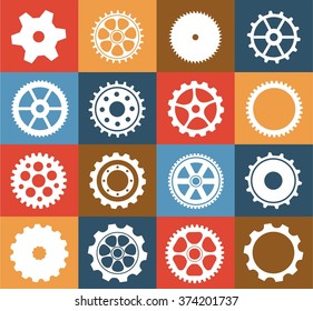 gear collection machine gear (wheel cogwheel vector, set of gear wheels, collection of vector gear). Can be the app button for web.