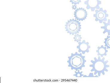 Gear collection. Set of vector gear wheels. Blue blur cogs on white background. Vector illustration